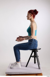 Woman White Slim Female Studio Poses